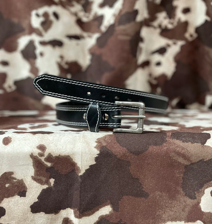 BLACK LEATHER HERITAGE BELT MADE IN USA