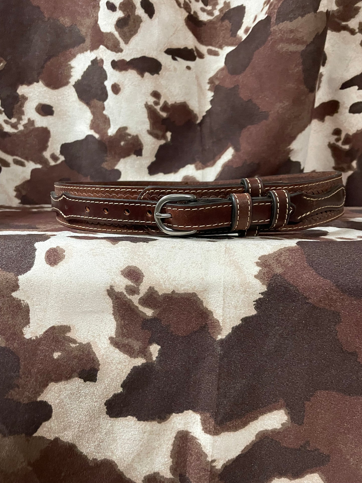 BROWN BRAIDED LEATHER RANGER BELT