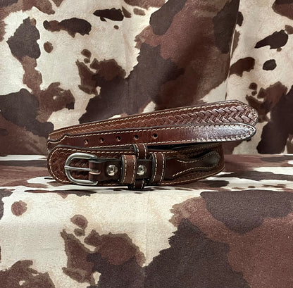 BROWN BRAIDED LEATHER RANGER BELT