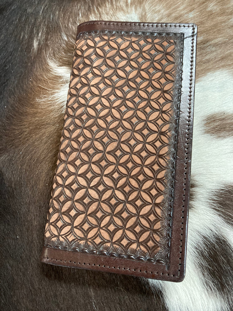 BROWN LEATHER SNOWFLAKE RODEO WALLET