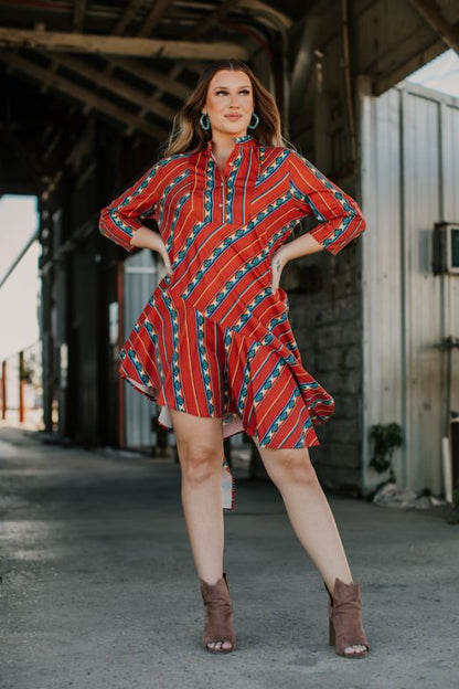 RED SERAPE ASYMMETRIC TUNIC