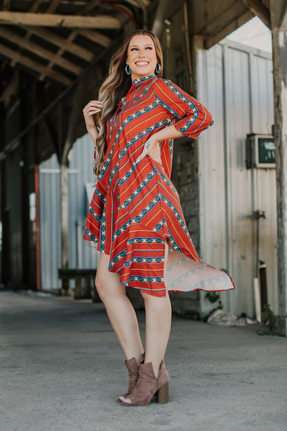 RED SERAPE ASYMMETRIC TUNIC