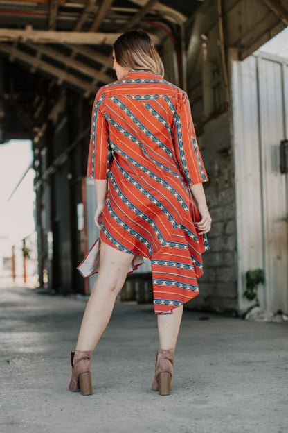 RED SERAPE ASYMMETRIC TUNIC