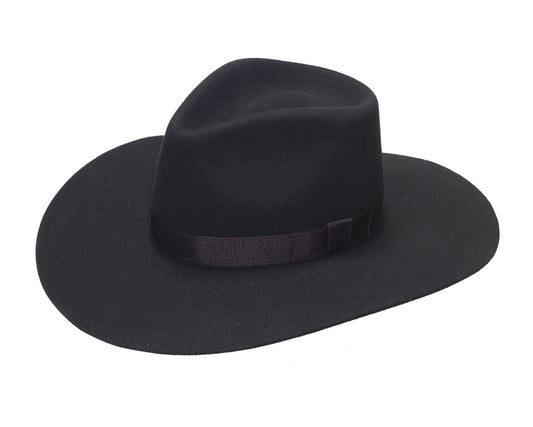 LADIES PINCH FRONT BLACK HAT