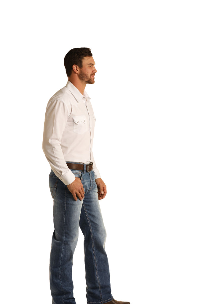 ROCK & ROLL MEN'S REFLEX DOUBLE BARREL VINTAGE 46 LIGHT WASH RELAXED FIT STRAIGHT STRETCH DENIM