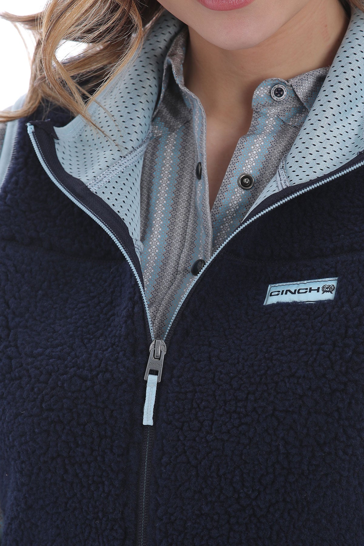 CINCH LADIES NAVY BLUE SHERPA VEST