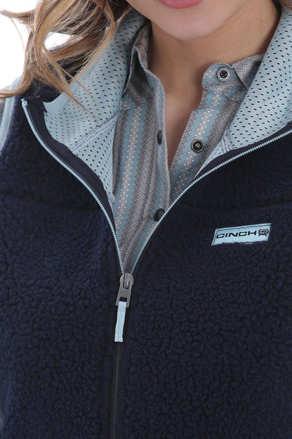 CINCH LADIES NAVY BLUE SHERPA VEST