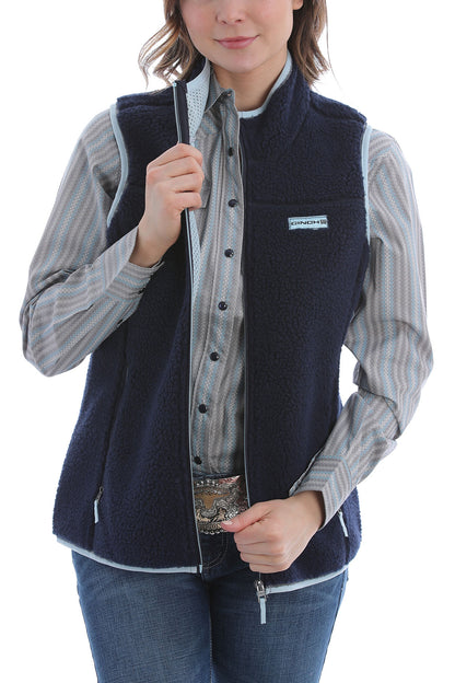 CINCH LADIES NAVY BLUE SHERPA VEST
