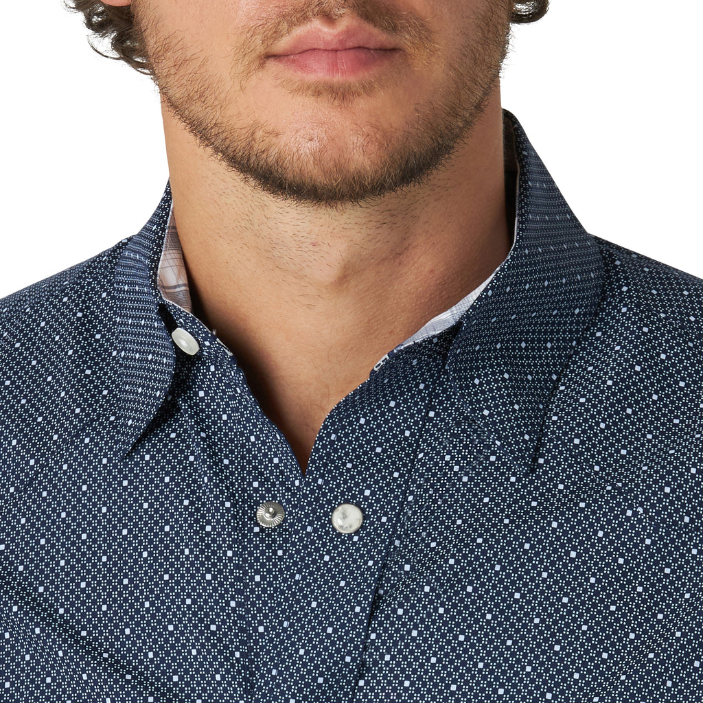 George Strait Wrangler Navy Dot Long Sleeve Shirt