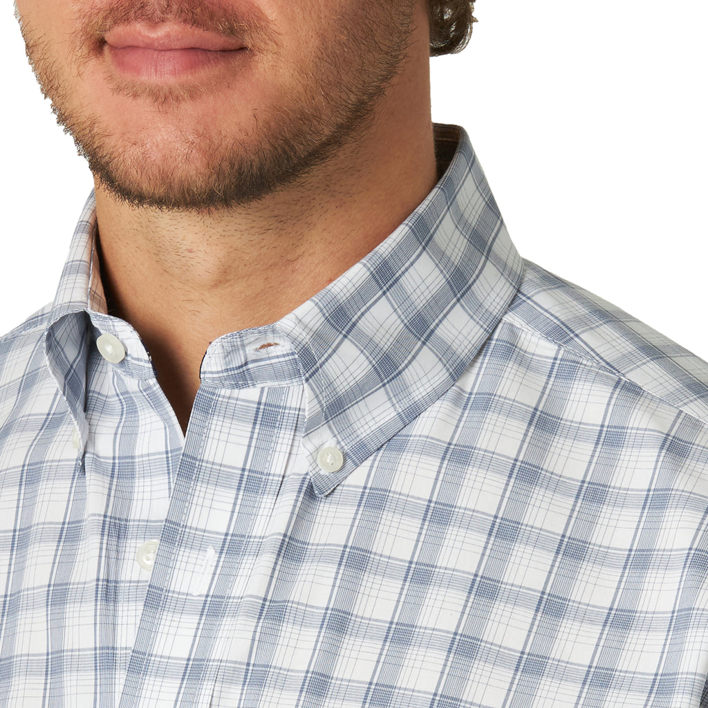 George Strait Wrangler Navy Plaid Long Sleeve Shirt