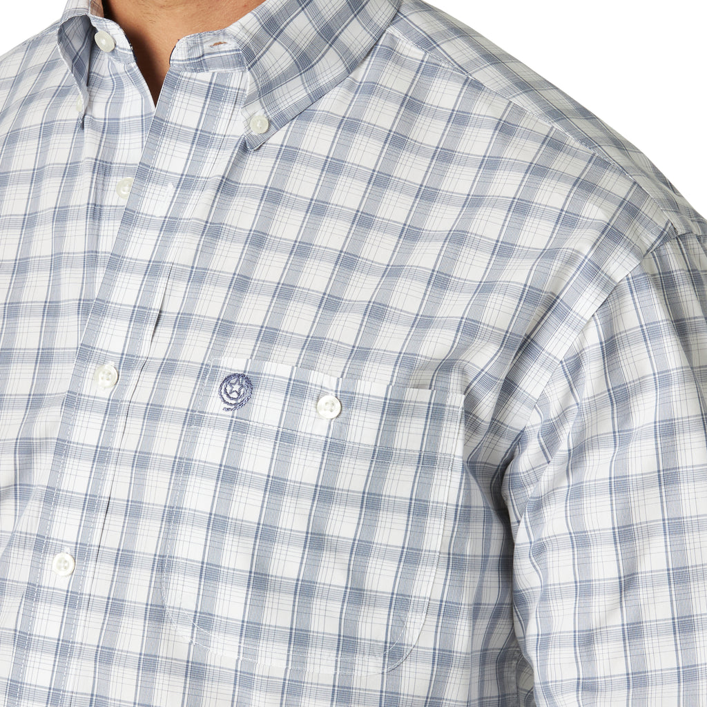George Strait Wrangler Navy Plaid Long Sleeve Shirt