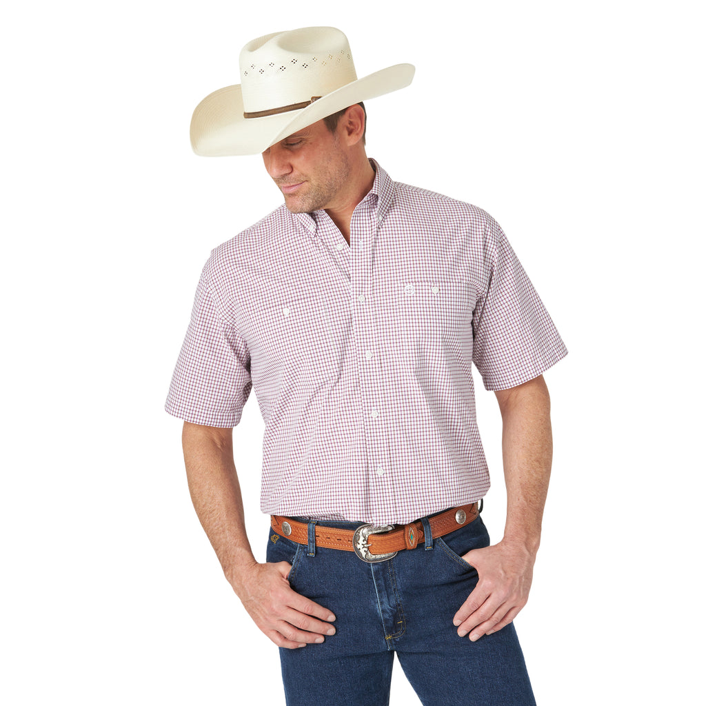 Wrangler George Strait Fuchsia Two Pocket Short Sleeve Shirt