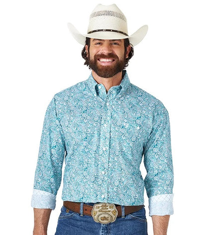 WRANGLER TURQUOISE PAISLEY LONG SLEEVE SHIRT