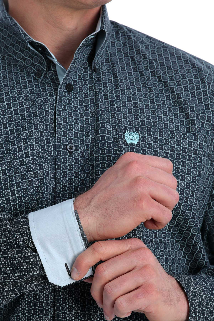 CINCH NAVY/TURQUOISE MEDALLION PRINT SHIRT