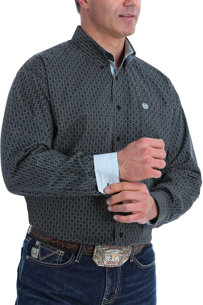 CINCH NAVY/TURQUOISE MEDALLION PRINT SHIRT