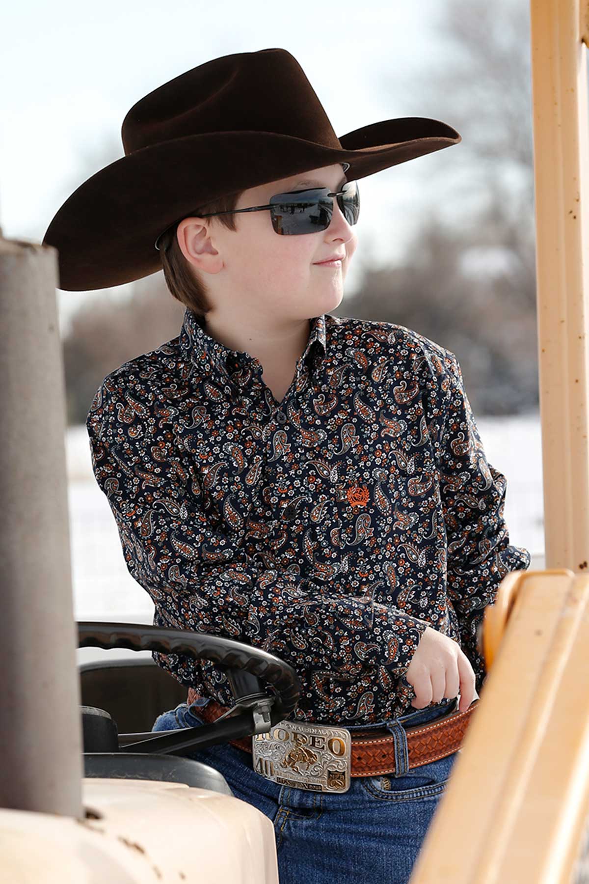 CINCH NAVY PAISLEY PRINT LONG SLEEVE SHIRT