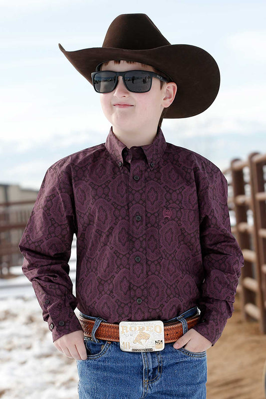CINCH PAISLEY PRINT PURPLE LONG SLEEVE SHIRT