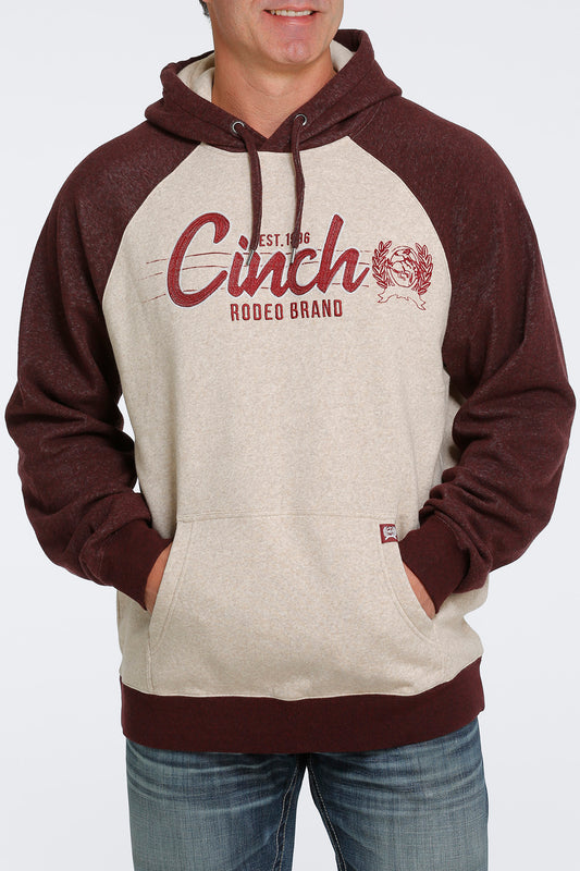 CINCH KHAKI MAROON LOGO HOODIE