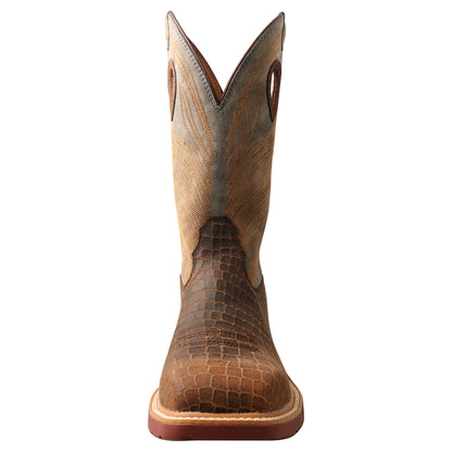 TWISTED X BROWN GATOR PRINT NANO COMPOSITE TOE WORK BOOT