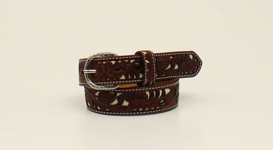 Nocona Kids' Floral Pierced Leather Belt