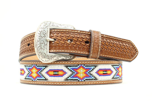 NOCONA TAN MULTICOLORED BEADED BELT