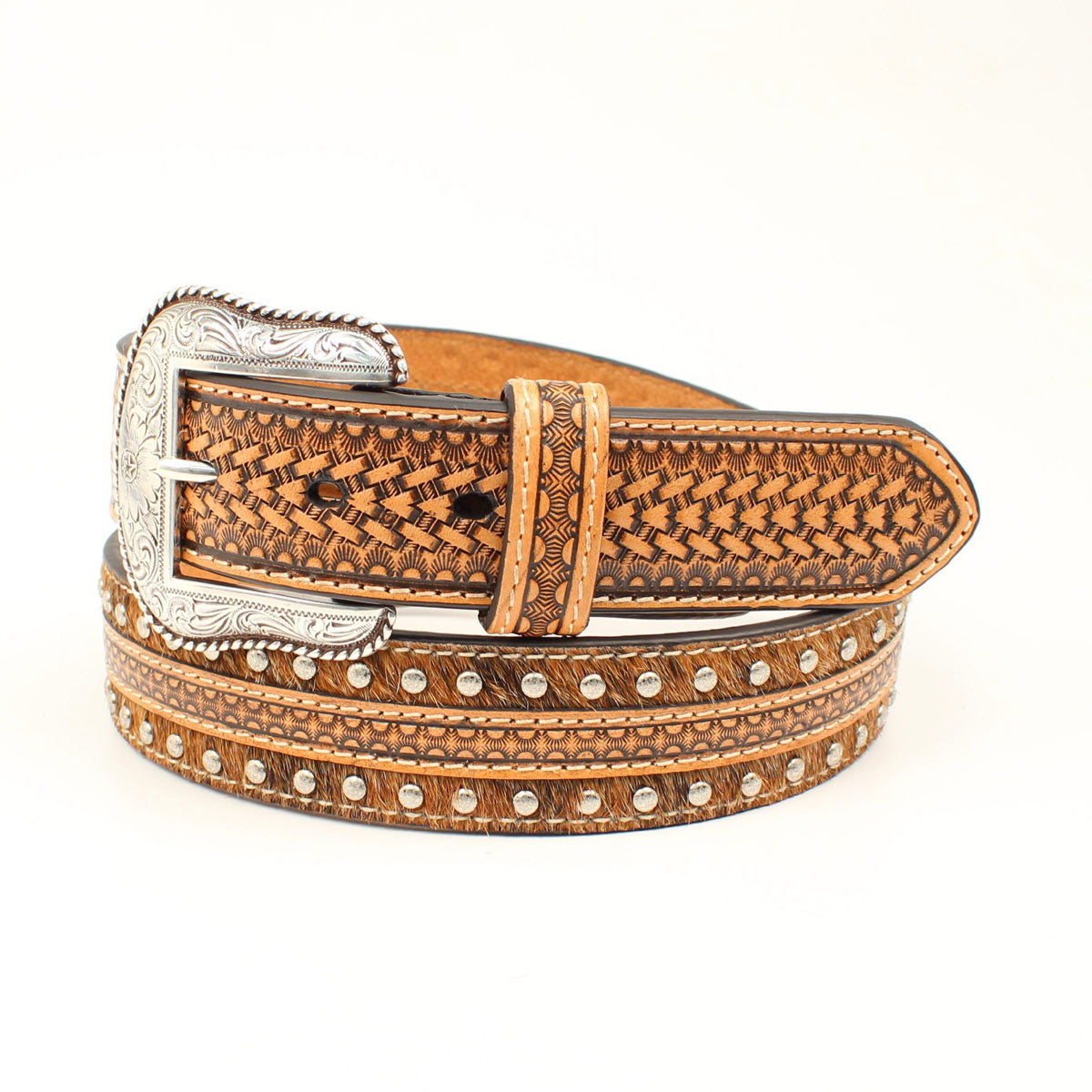 Nocona Western Men's Calf Hair Embossed Leather Belt
