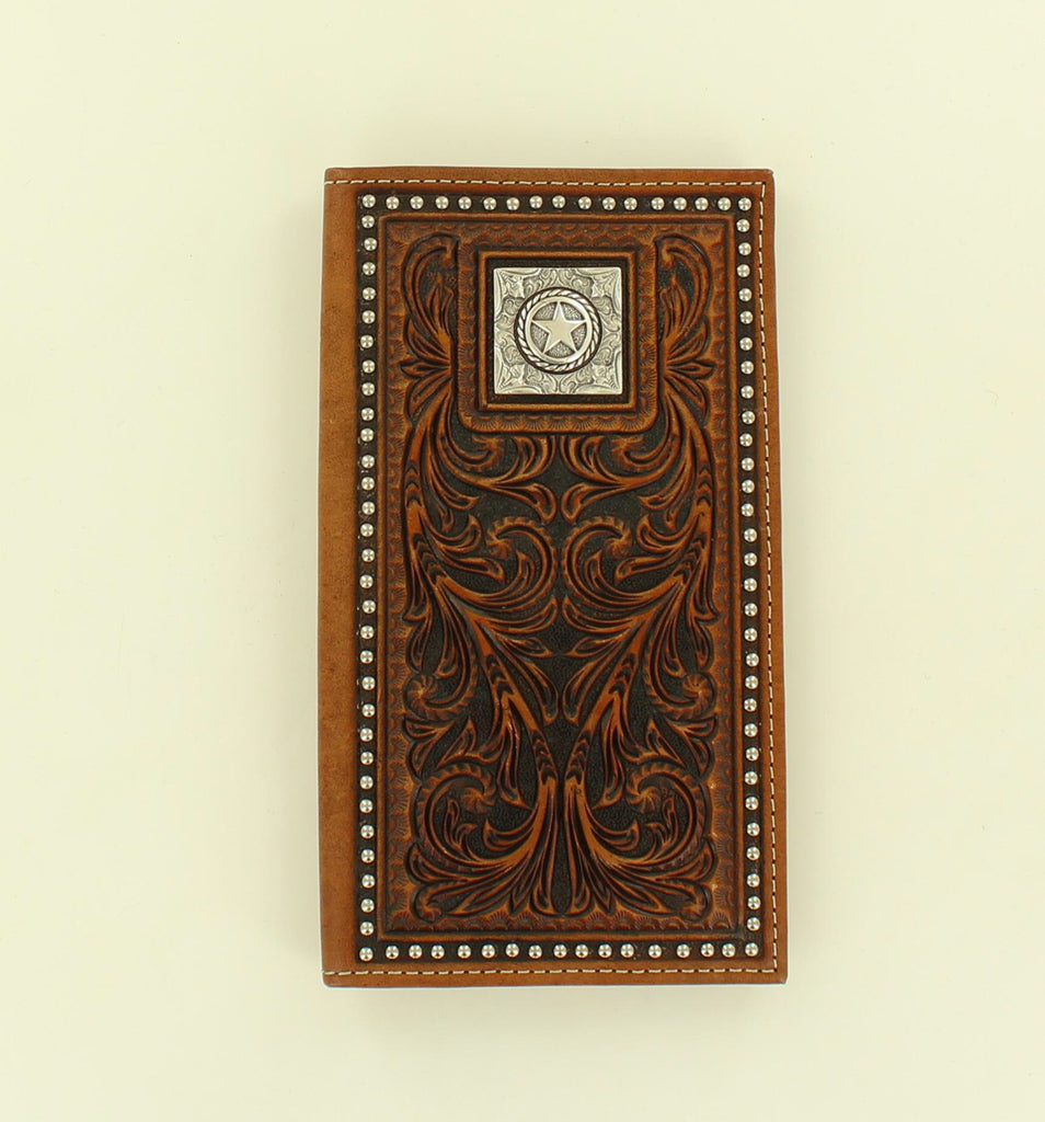 Tooled Silver Star Rodeo Wallet