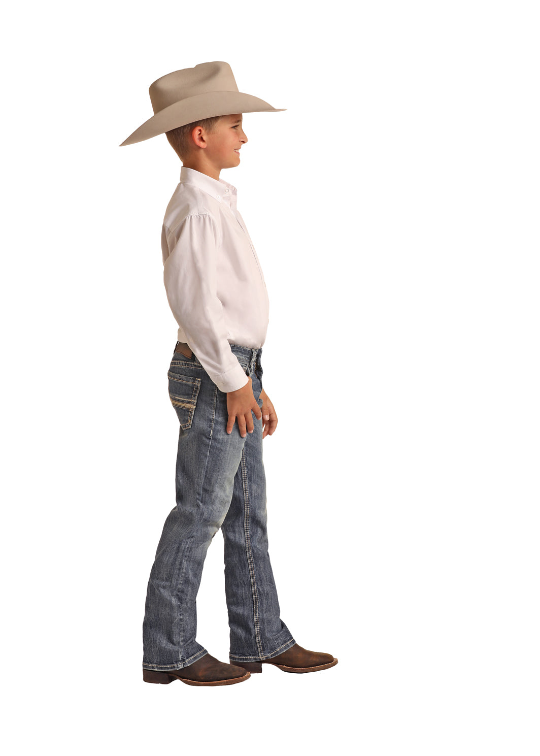ROCK & ROLL LIGHT WASH STRAIGHT LEG IVORY POCKET JEANS