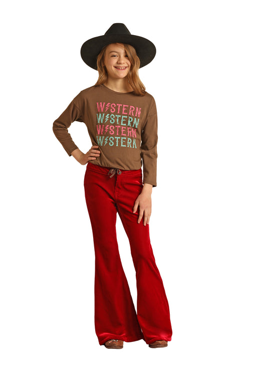 ROCK & ROLL GIRLS RED CORDUROY BELL BOTTOMS