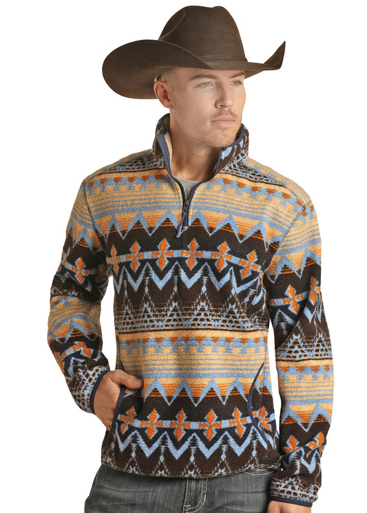 ROCK & ROLL AZTEC PRINTED BERBER PULLOVER