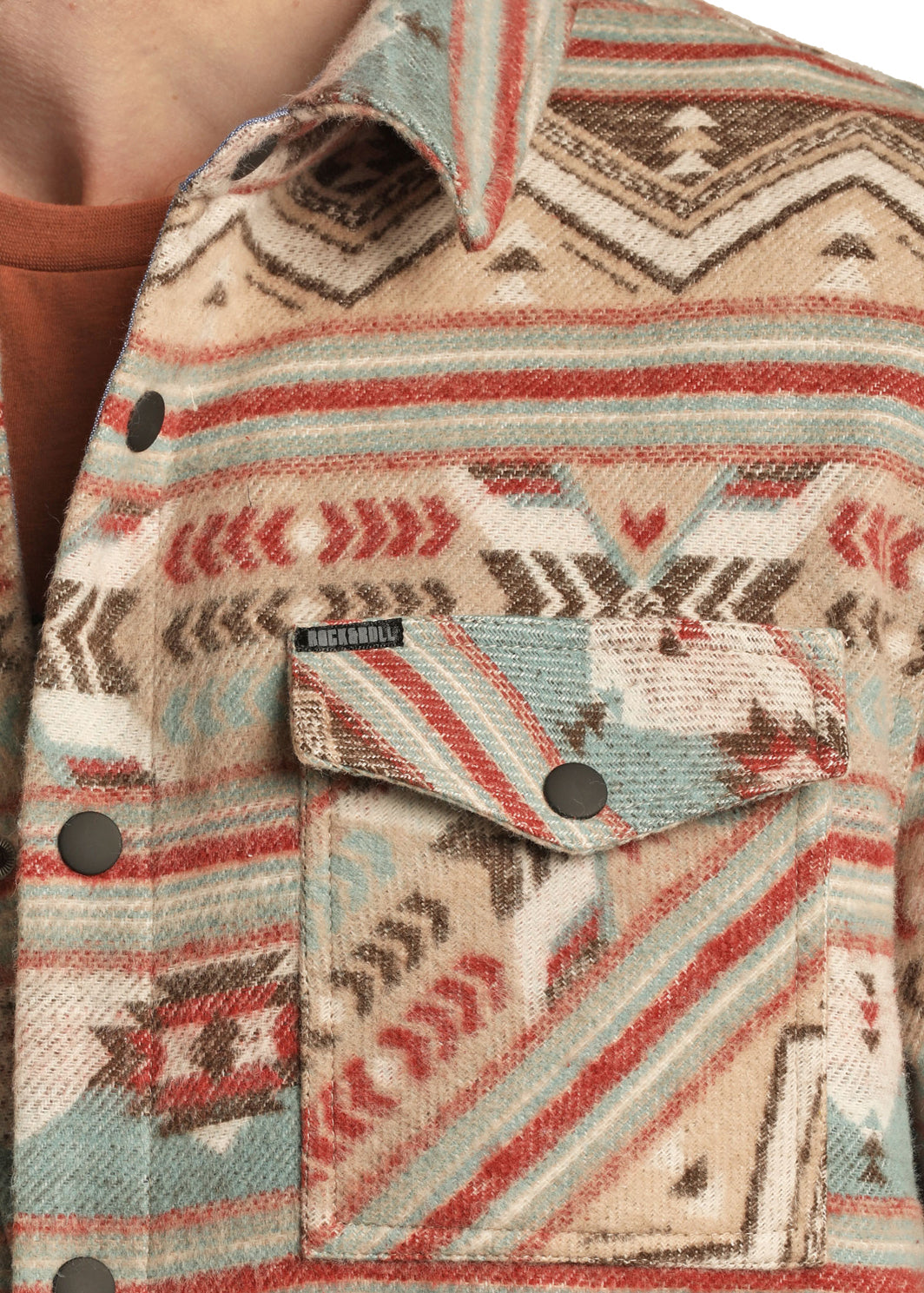 ROCK & ROLL MEN'S TAN AZTEC SHIRT JACKET