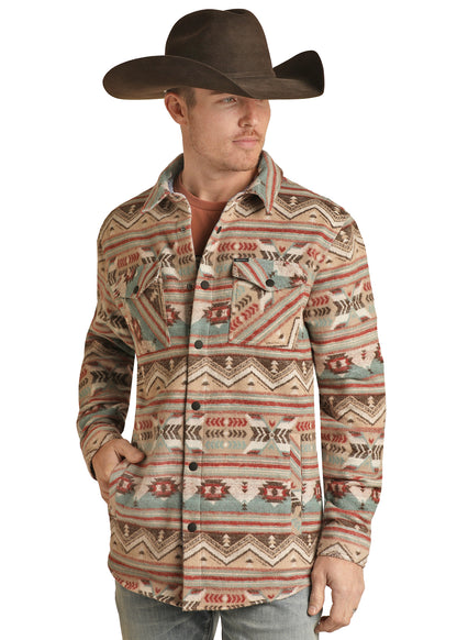 ROCK & ROLL MEN'S TAN AZTEC SHIRT JACKET