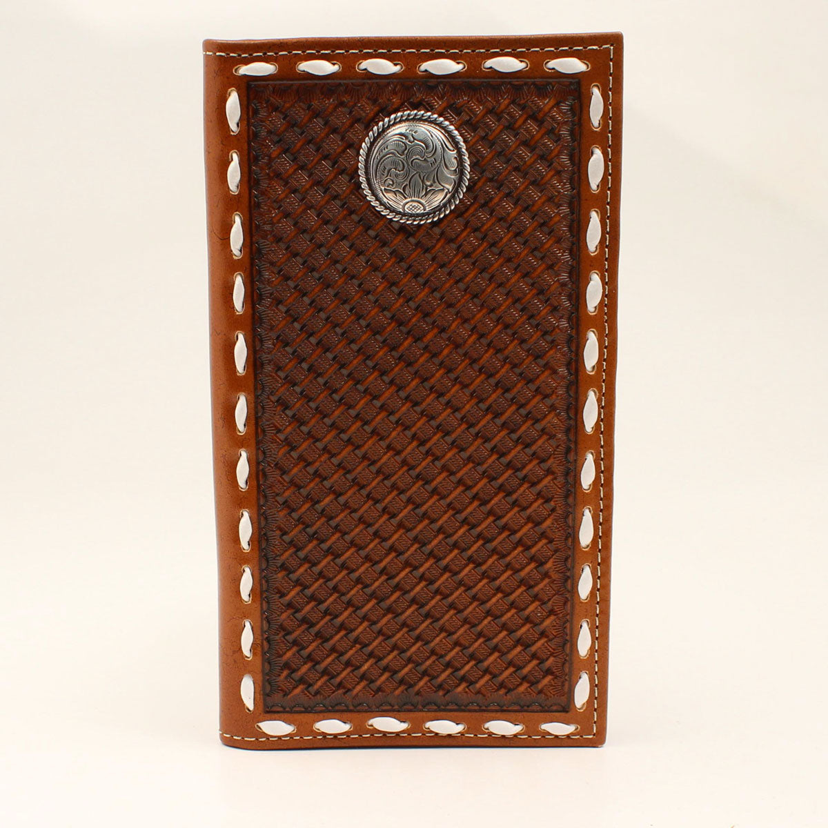 BROWN EMBOSSED BUCK LACE RODEO WALLET