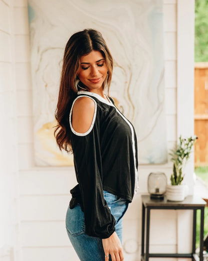 SIMPLY FIERCE COLD SHOULDER TOP