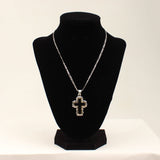 3D Silver/Gold Tone Black Cross Necklace