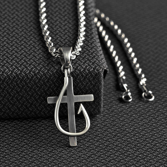 CROSS/FISH HOOK NECKLACE