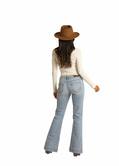 ROCK & ROLL LIGHT WASH MID RISE TROUSER