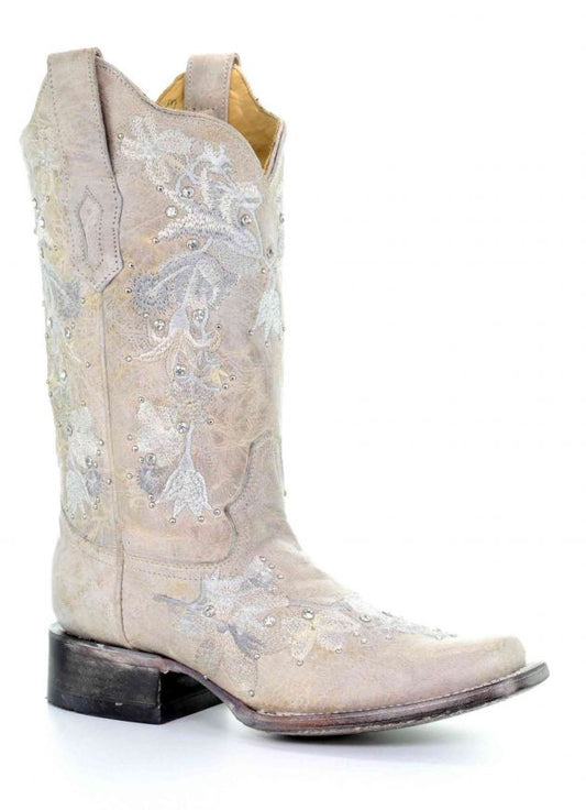 CORRAL LADIES WHITE FLORAL EMBROIDERED BOOT