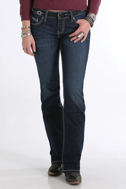 CRUEL ABBY MID RISE  BOOT CUT DARK RINSE