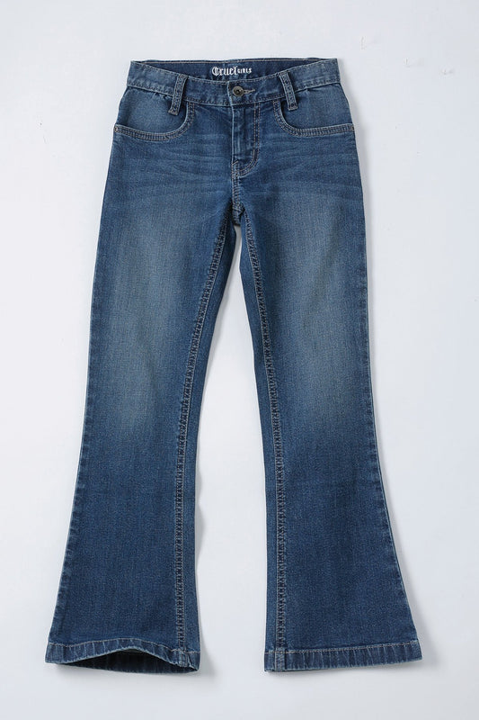 CRUEL VIOLET MID RISE MEDIUM STONEWASH SLIM FIT JEANS