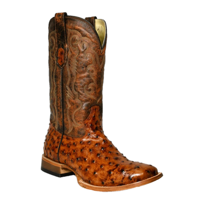 Cowtown Cognac Ostrich Print Boot