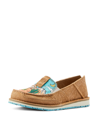 ARIAT TAN SUEDE EMBOSSED ARIZONA SKIES CRUSIER