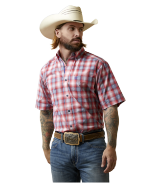 Ariat Red & Blue Plaid Pro Series Jayceon Classic Fit Shirt