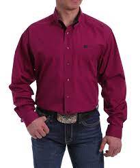 Cinch Burgundy Button Down with Contrast Cuff Lining Shirt