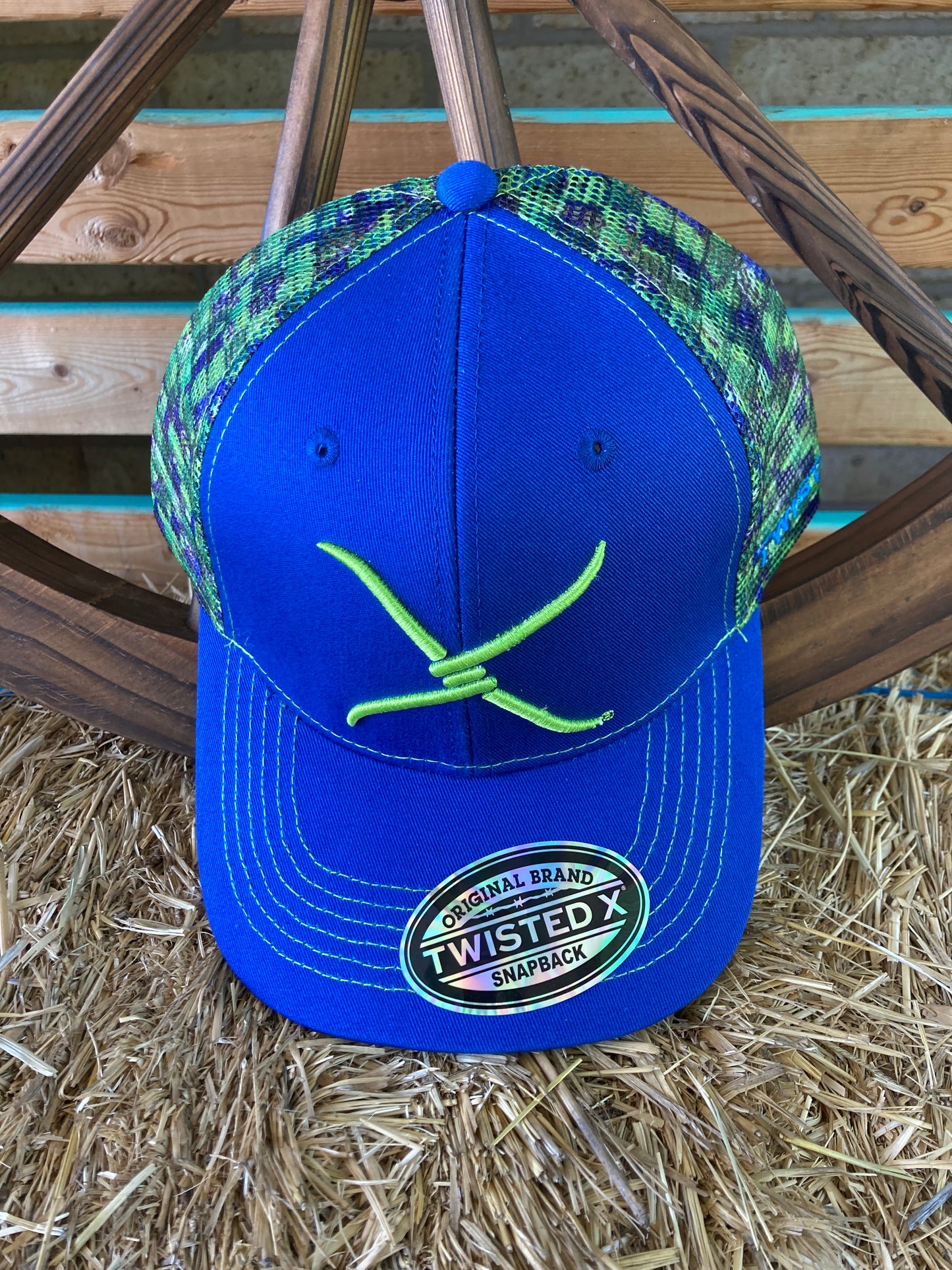TWISTED X BLUE & LIME MESH SNAP BACK