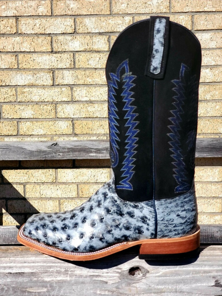 ANDERSON BEAN NAVY FULL QUILL OSTRICH SQUARE TOE BOOT