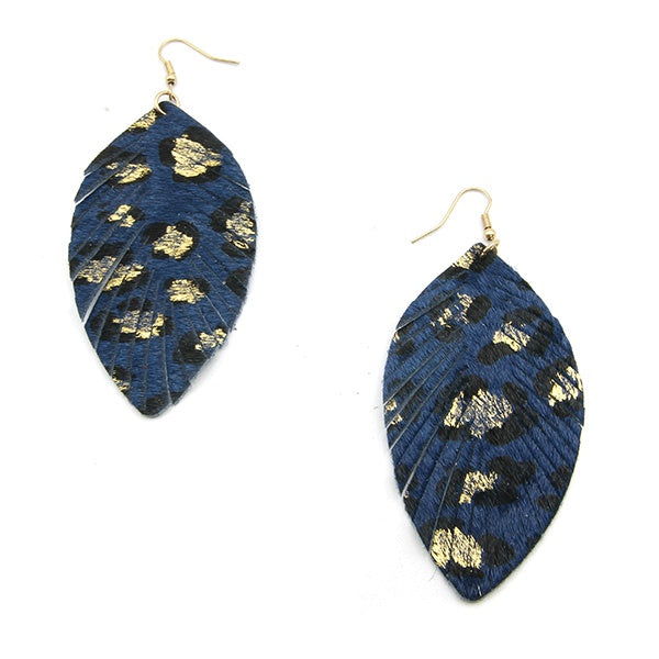 LEOPARD FRINGE FEATHER EARRINGS