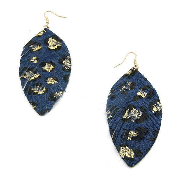 LEOPARD FRINGE FEATHER EARRINGS