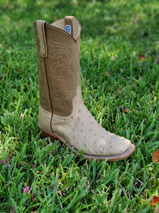 ANDERSON BEAN SAND FULL QUILL OSTRICH BOOT
