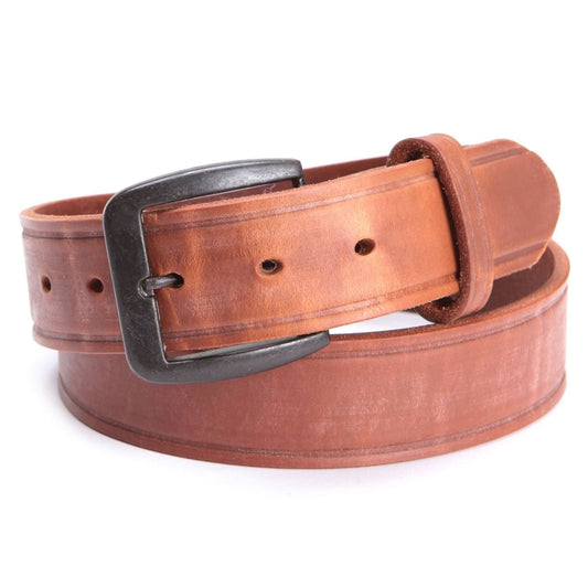 3D SMOOTH GRAIN CREASED EDGE TAN BELT